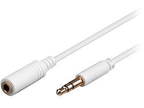 Kabel 3m Jack 3,5mm 3pin gniazdo - Jack 3,5mm 3pin wtyk biały