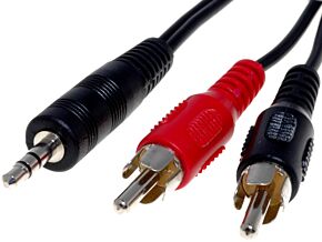 Kabel 1.5m wtyk Jack stereo 3,5mm - 2x wtyk Cinch RCA Kabel 1.5m wtyk Jack stereo 3,5mm - 2x wtyk Cinch RCA