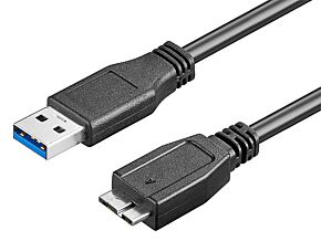 Kabel USB 3.0 USB A wtyk - USB B micro wtyk 1m czarny 5Gbps Goobay Kabel USB 3.0 USB A wtyk - USB B micro wtyk 1m czarny 5Gbps Goobay