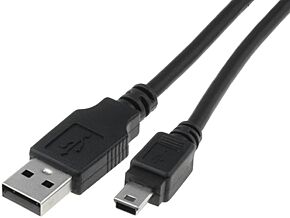 Kabel USB 2.0 USB A wtyk - USB B mini wtyk niklowany 1m czarny Kabel USB 2.0 USB A wtyk - USB B mini wtyk niklowany 1m czarny