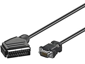 Kabel wtyk SCART -> D-Sub 15pin HD niklowany czarny 2m Kabel wtyk SCART -> D-Sub 15pin HD niklowany czarny 2m