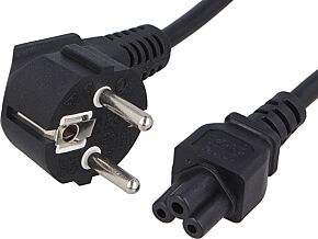Kabel CEE 7/7 (E/F) wtyk kątowy, IEC C5 żeński 1,4m czarny QOLTEC