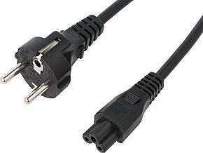 Kabel CEE 7/7 (E/F) wtyk, IEC C5 żeński 1,8m czarny 10A ASSMANN
