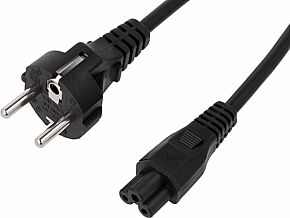 Kabel CEE 7/7 (E/F) wtyk, IEC C5 żeński 1,8m czarny 10A ASSMANN Kabel CEE 7/7 (E/F) wtyk, IEC C5 żeński 1,8m czarny 10A ASSMANN