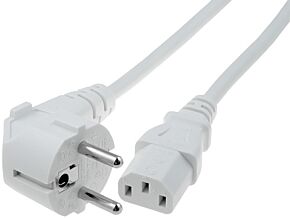 Kabel CEE 7/7 (E/F) wtyk kątowy / IEC C13 żeński 5m biały PVC