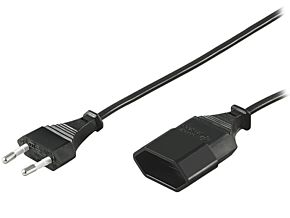 Przedłużacz sieciowy 2m z wtykiem i gniazdem płaskim czarny Przedłużacz sieciowy 2m z wtykiem i gniazdem płaskim czarny