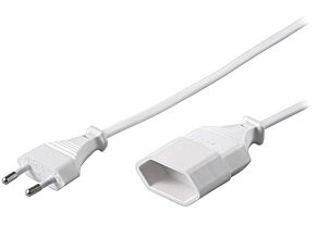 Przedłużacz sieciowy 2m z wtykiem i gniazdem płaskim biały