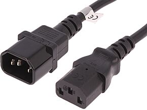 Kabel IEC C13 żeński / IEC C14 męski 5m czarny QOLTEC 3x1mm2 10A 250V