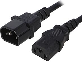 Kabel IEC C13 żeński / IEC C14 męski 3m czarny QOLTEC 3x1mm2 10A 250V