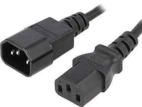 Kabel IEC C13 żeński / IEC C14 męski 1,8m czarny ESPE 3x0,75mm2
