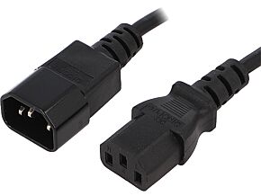 Kabel IEC C13 żeński / IEC C14 męski 1m czarny ESPE 3x0,75mm2