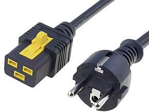 Kabel CEE 7/7 (E/F) wtyk, IEC C19 żeński 2m z blokadą czarny serwerowy