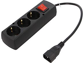 Kabel CEE 7/4 (F) gniazdo, IEC C14 męski 0,3m z wyłącznikiem