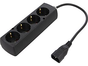 Kabel CEE 7/4 (F) gniazdo, IEC C14 męski 0,3m Gniazda:4 PVC