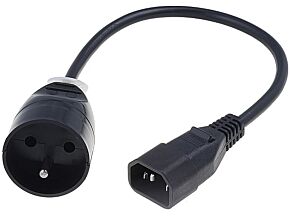 Kabel CEE 7/5 (E) gniazdo, IEC C14 męski 0,3m Gniazda:1 PVC Kabel CEE 7/5 (E) gniazdo, IEC C14 męski 0,3m Gniazda:1 PVC