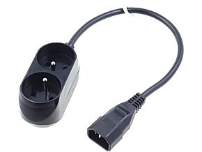 Kabel CEE 7/5 (E) gniazdo, IEC C14 męski 0,3m Gniazda:2 PVC