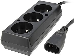 Kabel CEE 7/5 (E) gniazdo, IEC C14 męski 0,3m Gniazda:3 PVC