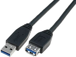 Kabel 1.8m ASSMANN USB 3.0 wtyk męski A – wtyk żeński A niklowany czarny Kabel 1.8m ASSMANN USB 3.0 wtyk męski A – wtyk żeński A niklowany czarny