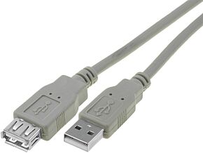 Kabel; USB 2.0; USB A gniazdo, USB A wtyk; niklowany; 1,5m; szary Kabel; USB 2.0; USB A gniazdo, USB A wtyk; niklowany; 1,5m; szary