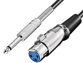 Kabel XLR żeński 3pin - Jack 6,35mm 2pin wtyk 6m czarny Kabel XLR żeński 3pin - Jack 6,35mm 2pin wtyk 6m czarny