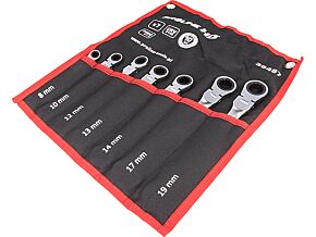 Zestaw kluczy płasko-oczkowych z grzechotką z przegubem PROLINE 35497 7szt.