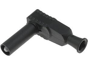 Wtyk bananowy izolowany 4mm kątowy skręcany 20A czarny Wtyk bananowy izolowany 4mm kątowy skręcany 20A czarny