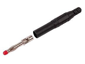 Wtyk bananowy bezpieczny lutowany 4mm 19A Kat II 1000V czarny Wtyk bananowy bezpieczny lutowany 4mm 19A Kat II 1000V czarny