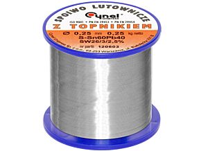 Spoiwo CYNEL Sn60Pb40 drut lutowniczy 0,25mm 0,25kg Topnik F-SW26