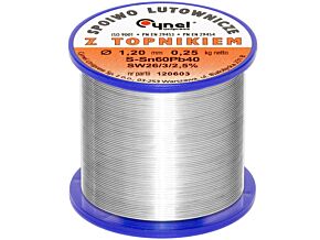 Spoiwo CYNEL Sn60Pb40 drut lutowniczy 1,2mm 0,25kg Topnik F-SW26