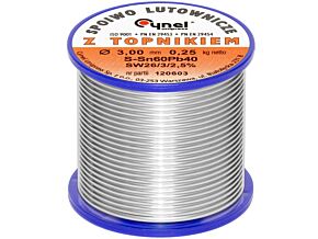 Spoiwo CYNEL Sn60Pb40 drut lutowniczy 3mm 0,25kg Topnik F-SW26