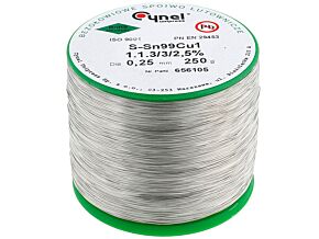 Tinol bezołowiowy Sn-99% Cu-1% 0,25mm/250g Cynel