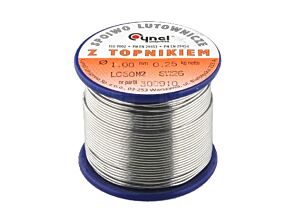 Spoiwo CYNEL Sn60Pb38Cu2 drut lutowniczy 1mm 0,25kg Topnik F-SW26 2,5%