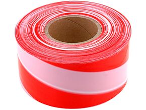 Taśma ostrzegawcza W:80mm biało-czerwone ukośne pasy w rolce Taśma ostrzegawcza W:80mm biało-czerwone ukośne pasy w rolce