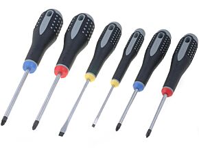 Zestaw wkrętaków Pozidriv i Phillips 6 szt. z rękojeściami Ergo Zestaw wkrętaków Pozidriv i Phillips 6 szt. z rękojeściami Ergo