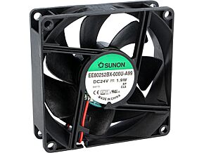 Wentylator 24VDC 80x80x25mm 76,5m3/h 38dBA kulkowe Wentylator 24VDC 80x80x25mm 76,5m3/h 38dBA kulkowe