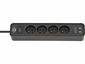 Listwa zasilająca Brennenstuhl Ecolor 4-gniazda z 2xUSB czarna Listwa zasilająca Brennenstuhl Ecolor 4-gniazda z 2xUSB czarna
