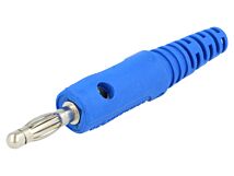 Wtyk bananowy 4mm 32A 33VAC 70VDC z gniazdem poprzecznym, lutowanie, niebieski
