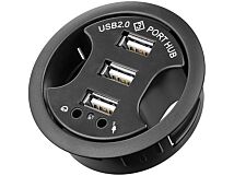 Biurkowy HUB 3x USB 2.0 z wejściem i wyjściem Audio mini jack 3,5mm
