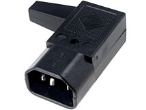 Wtyk IEC męski kątowy z poziomym wyprowadzeniem kabla