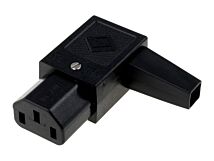 Wtyk IEC żeński kątowy z poziomym wyprowadzeniem kabla