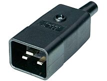 Wtyk IEC 60320 męski prosty 16A wersja C20 (I) na przewód Wtyk IEC 60320 męski prosty 16A wersja C20 (I) na przewód