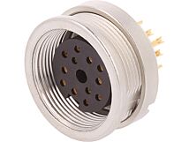 Gniazdo M16 żeńskie na panel, nakrętka od tyłu, skręcane IP40 12pin Gniazdo M16 żeńskie na panel, nakrętka od tyłu, skręcane IP40 12pin