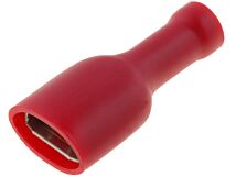 Konektor 6,3x0,8mm płaski żeński izolowany czerwony