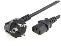 Kabel CEE 7/7 (E/F) wtyk kątowy / IEC C13 żeński 5m czarny PVC