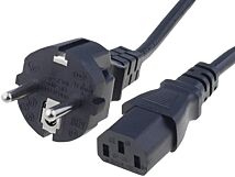 Kabel CEE 7/7 (E/F) wtyk / IEC C13 żeński 2,5m czarny PVC 10A