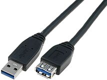 Kabel 1.8m ASSMANN USB 3.0 wtyk męski A – wtyk żeński A niklowany czarny